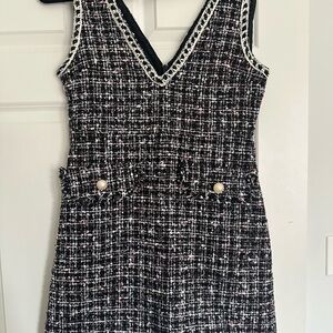 Chic Black and White Tweed Dress